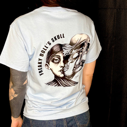 T-Shirt bleu ciel Freaky Doll Skull
